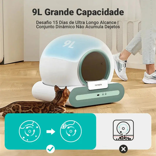 Caixa de Areia Automática Inteligente 65L | Sanitário Autolimpante com Esterilização UV e Controle por App para Gatos vivariso