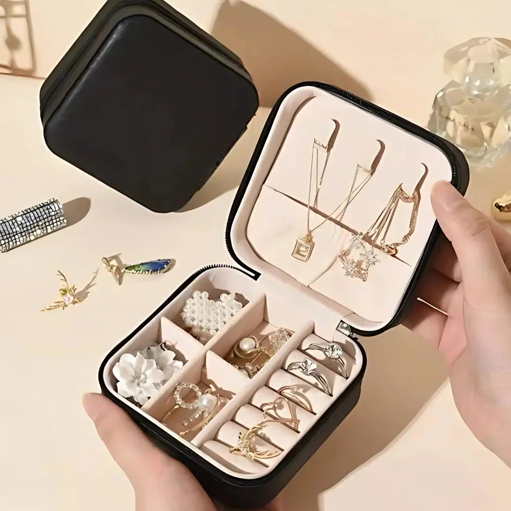 Porta Jóias Mini Maleta Estojo Compacto para Viagem - Organize Brincos, Colares e Anéis - Vivariso