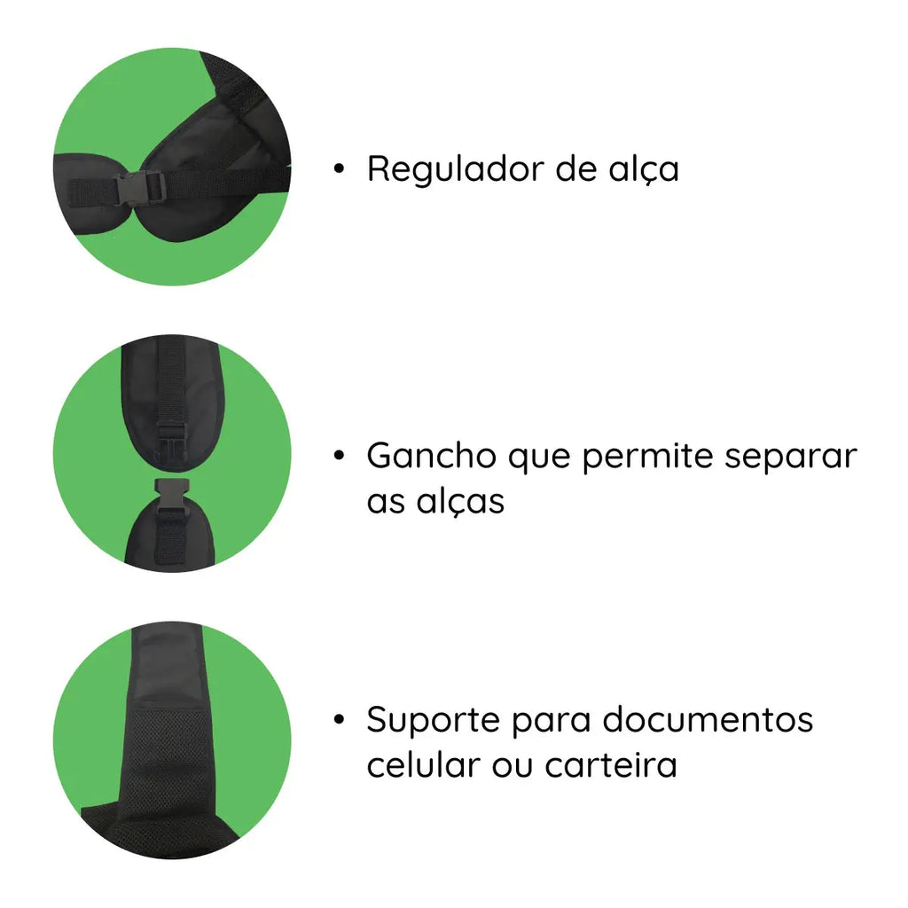 Bolsa de Transporte para Pet Pequena - Soft Backpack Negro, Até 8 kg para Viagens Zaya