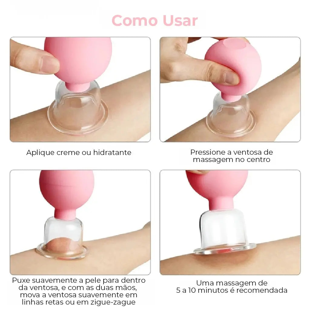 Kit de Ventosa de Vidro Anticelulite para Lifting Facial e Massagem - Vivariso