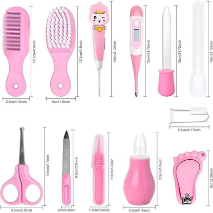 Kit de Cuidados com a Higiene Infantil - Cabelo, Unhas, Termômetro, Escova, Trensadora e Tesoura Zaya