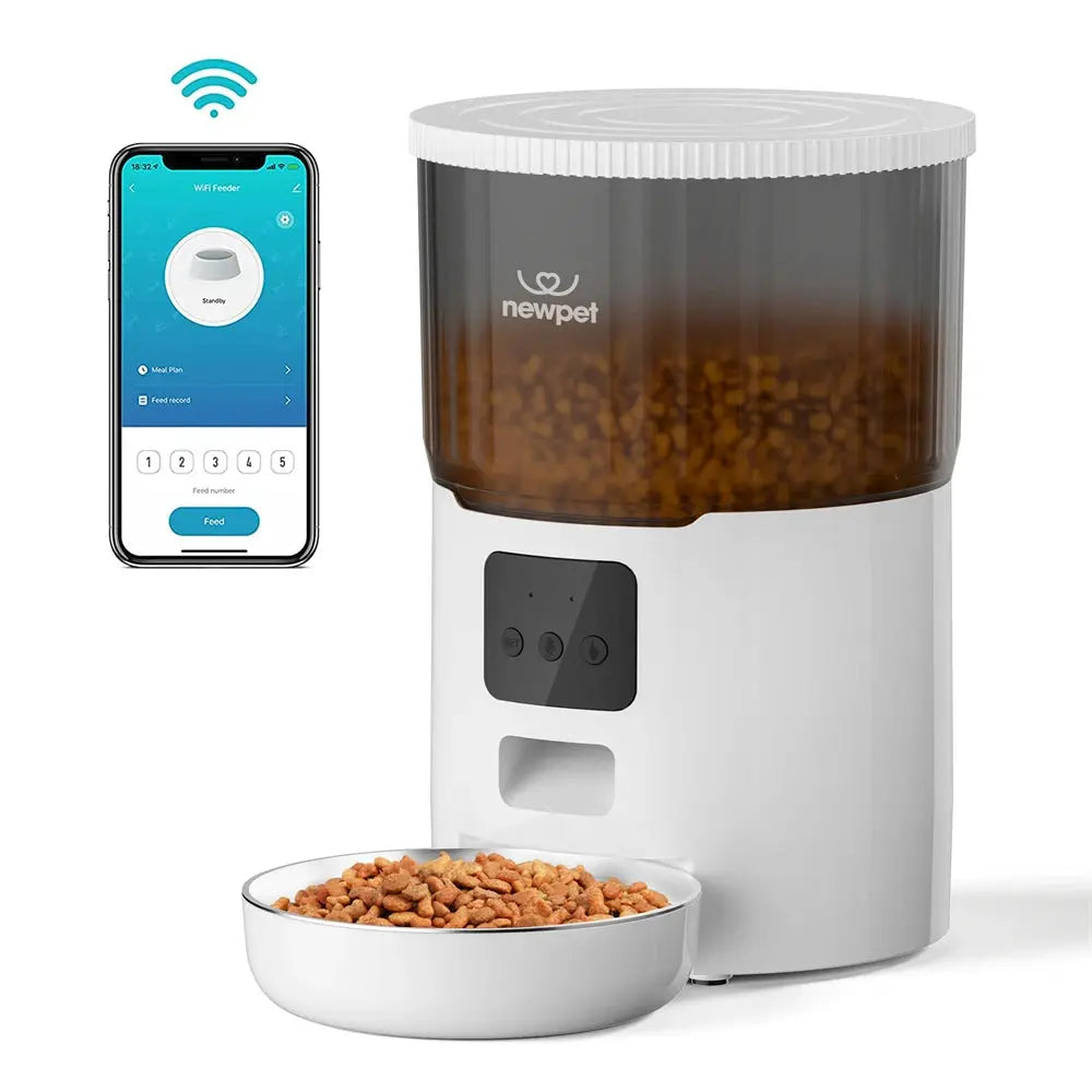 Comedouro Automático Inteligente 4L | Dispenser de Ração Wi-Fi com App para Gatos e Cães - Tigela Inox - Vivariso