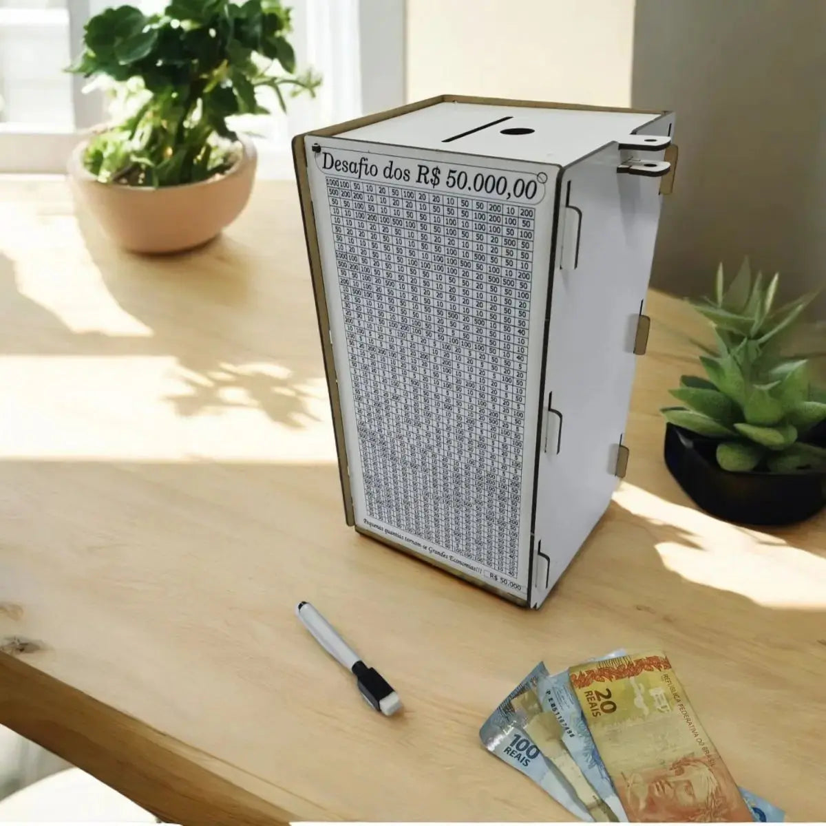 Vault de Economia - Caixa de Madeira para o Desafio Japonês KAKEBO - 50 Mil Zaya