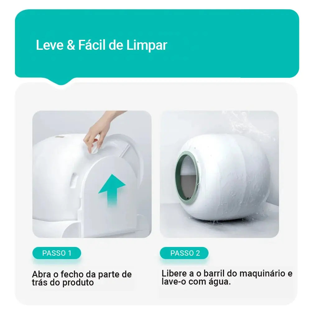 Caixa de Areia Automática Inteligente 65L | Sanitário Autolimpante com Esterilização UV e Controle por App para Gatos vivariso