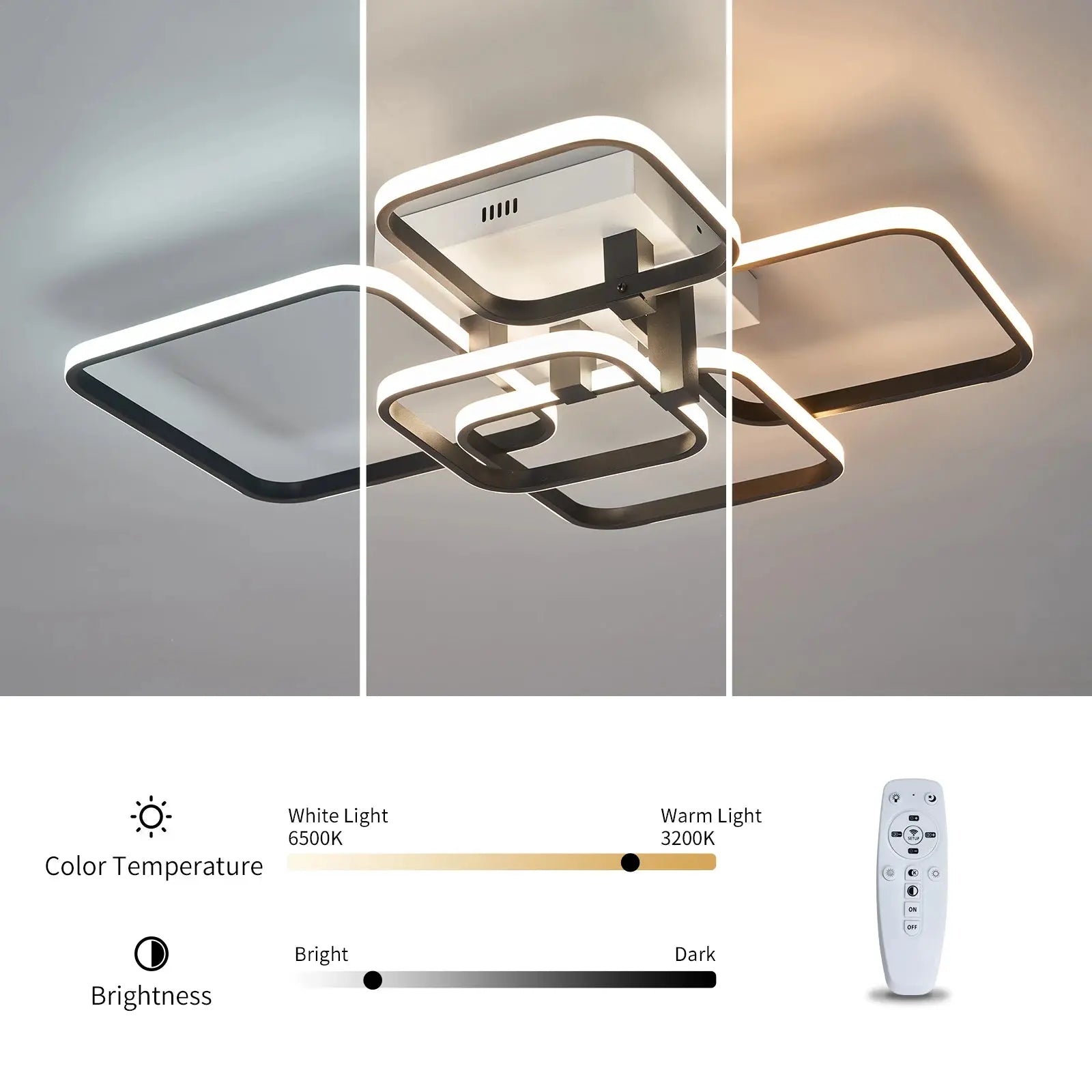 Luminária de Teto LED Moderna | Plafon Inteligente com Controle Remoto e Dimmable para Quarto e Sala - Vivariso