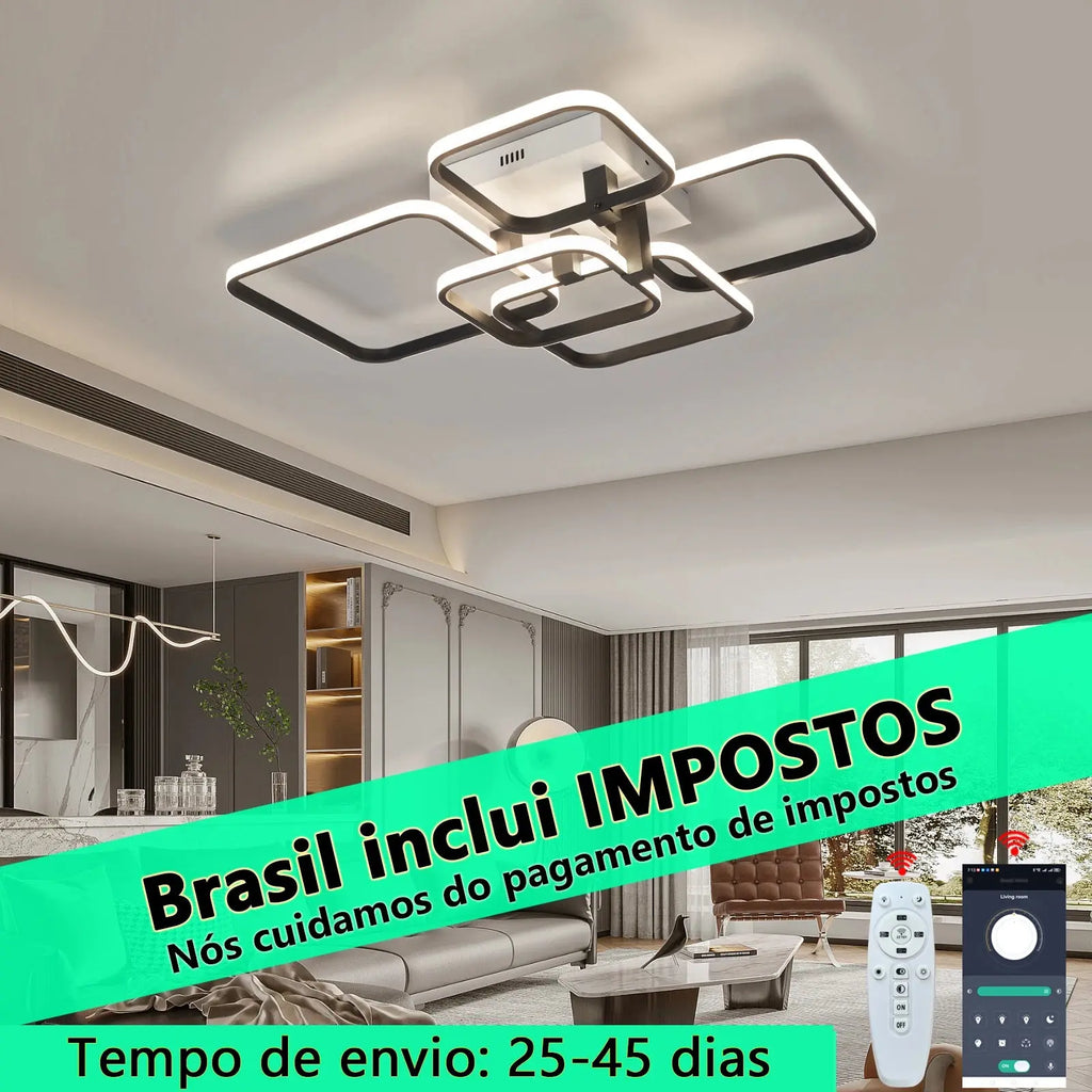 Luminária de Teto LED Moderna | Plafon Inteligente com Controle Remoto e Dimmable para Quarto e Sala vivariso
