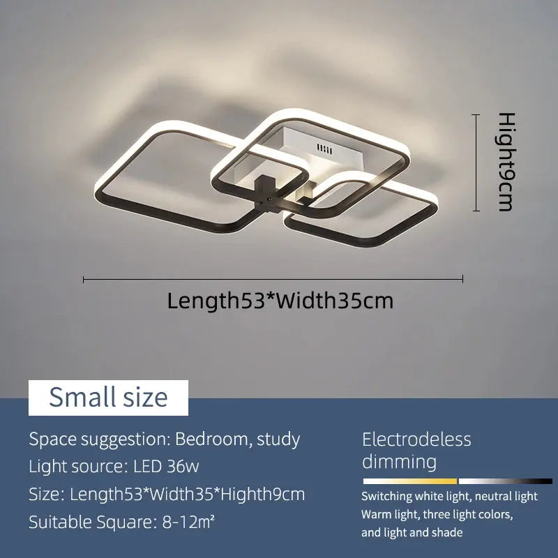 Luminária de Teto LED Moderna | Plafon Inteligente com Controle Remoto e Dimmable para Quarto e Sala - Vivariso